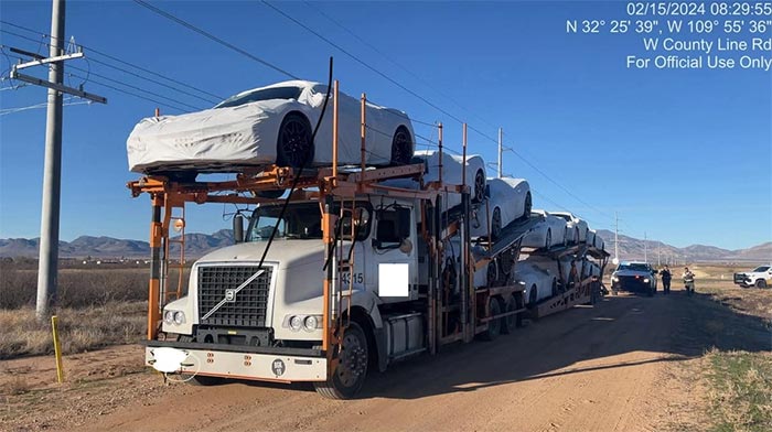 [STOLEN] To Get a Ride Home from Prison, a Man Stole This Transporter Filled with C8 Corvettes