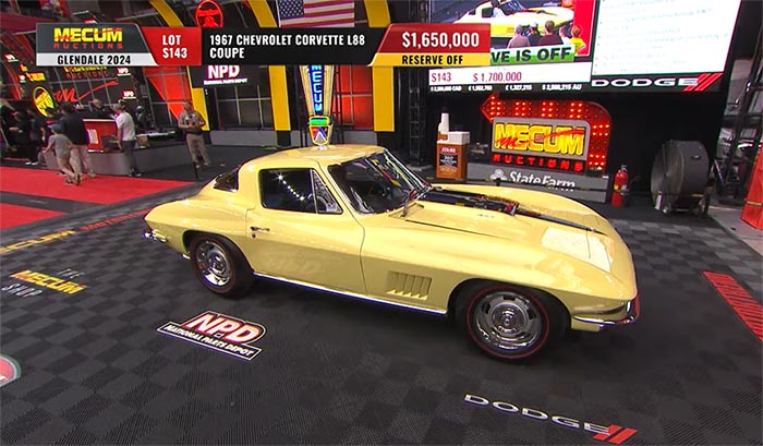 [VIDEO] Sunfire Yellow 1967 Corvette L88 Sells at Mecum Glendale 2024 for $1.8 Million