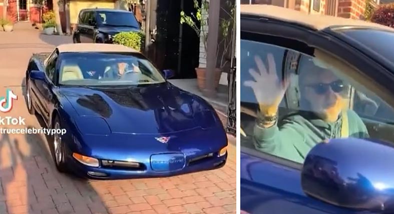 [VIDEO] Sir Paul McCartney Leaving a Music Studio in his Blue C5 Convertible