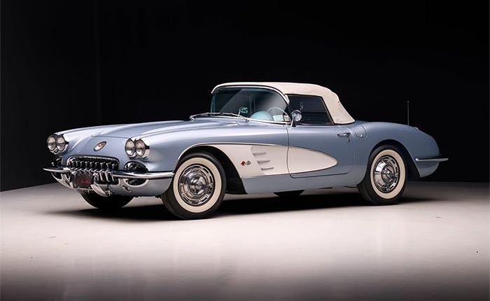 Corvettes for Sale: 1959 Frost Blue Roadster on Bring a Trailer