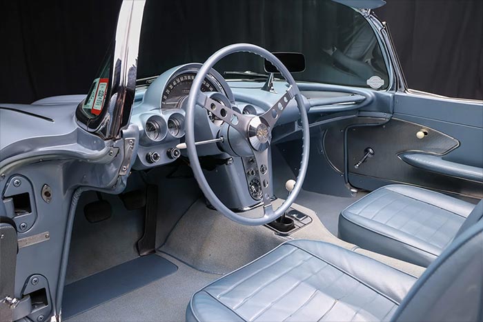 Corvettes for Sale: 1959 Frost Blue Roadster on Bring a Trailer