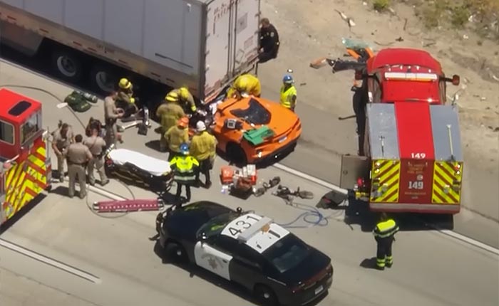 [ACCIDENT] C8 Corvette Driver Extricated After Crashing Into Rear of Semi Trailer