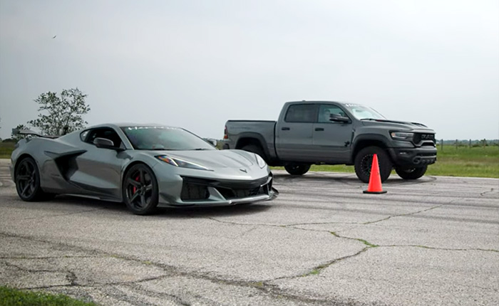 [VIDEO] Hennessey Races a Stock 2023 Corvette Z06 Against their 1200 HP Mammoth RAM TRX