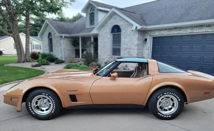 Corvettes for Sale: 4K-Mile Gold Metallic 1982 Corvette on Bring a Trailer