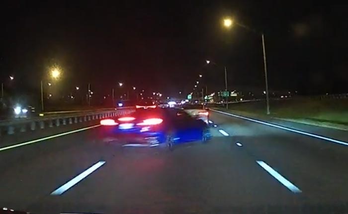 [VIDEO] C8 Corvette Goes Flying on the Side of the Highway, Calmly Merges Back into Traffic