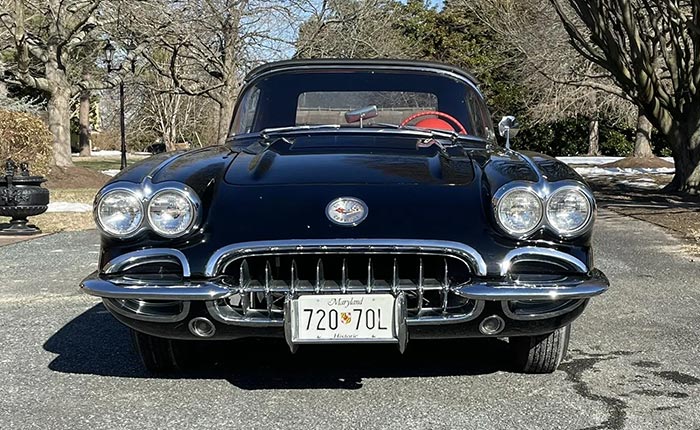 Corvettes for Sale: Tuxedo Black 1958 Corvette Offered on Bring a Trailer