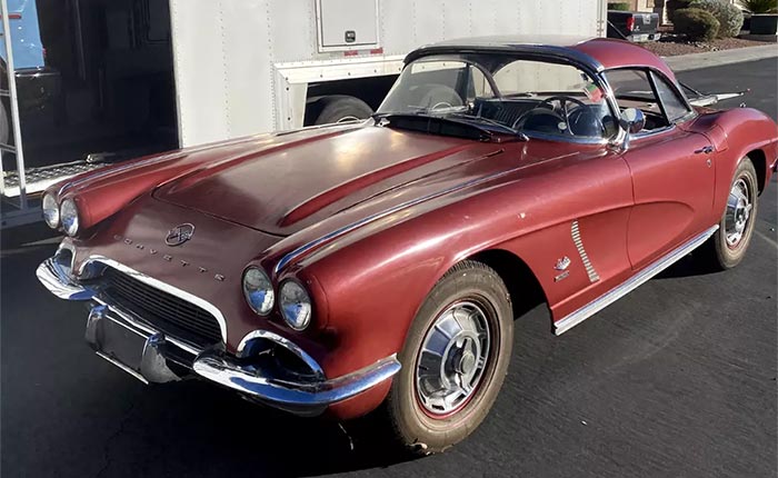 Corvettes for Sale: Barn Find 1962 Corvette in Honduras Maroon with a Non-Original Motor on eBay