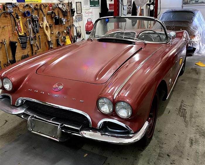 Corvettes for Sale: Barn Find 1962 Corvette in Honduras Maroon with a Non-Original Motor on eBay