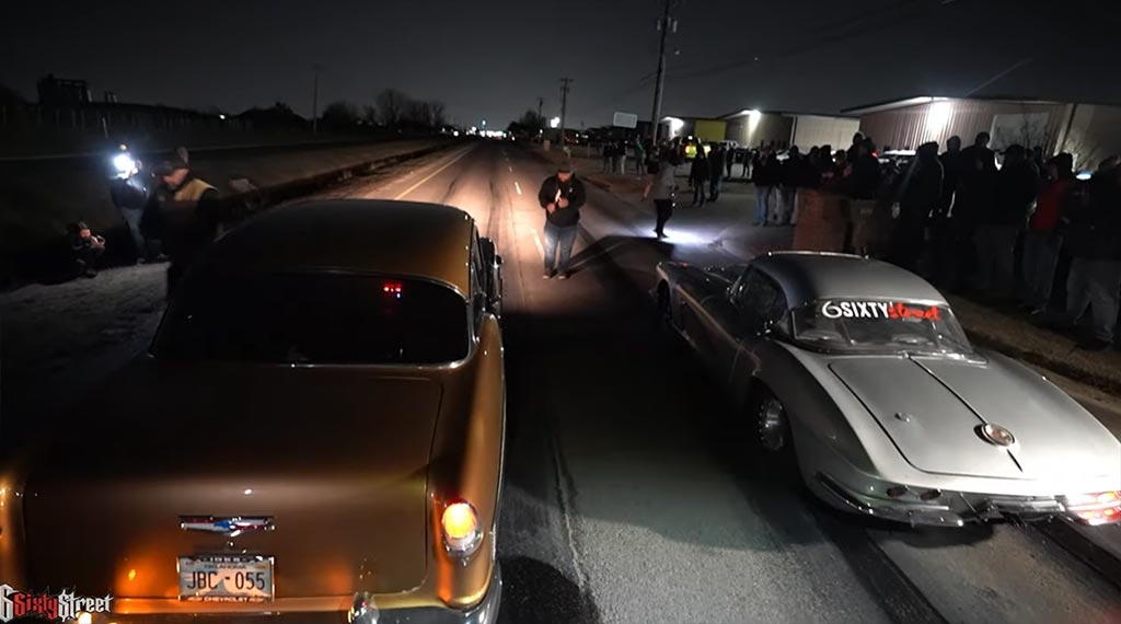 [VIDEO] Procharged 1955 Bel Air Takes on a Twin Turbo 1961 Corvette in Late Night Street Race