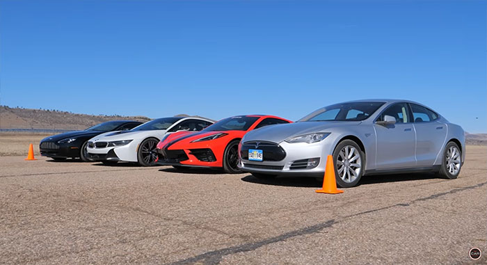 [VIDEO] Depreciated Sports Cars (and a Tesla) Battle to Meet a 2020 Corvette Stingray in the Finals