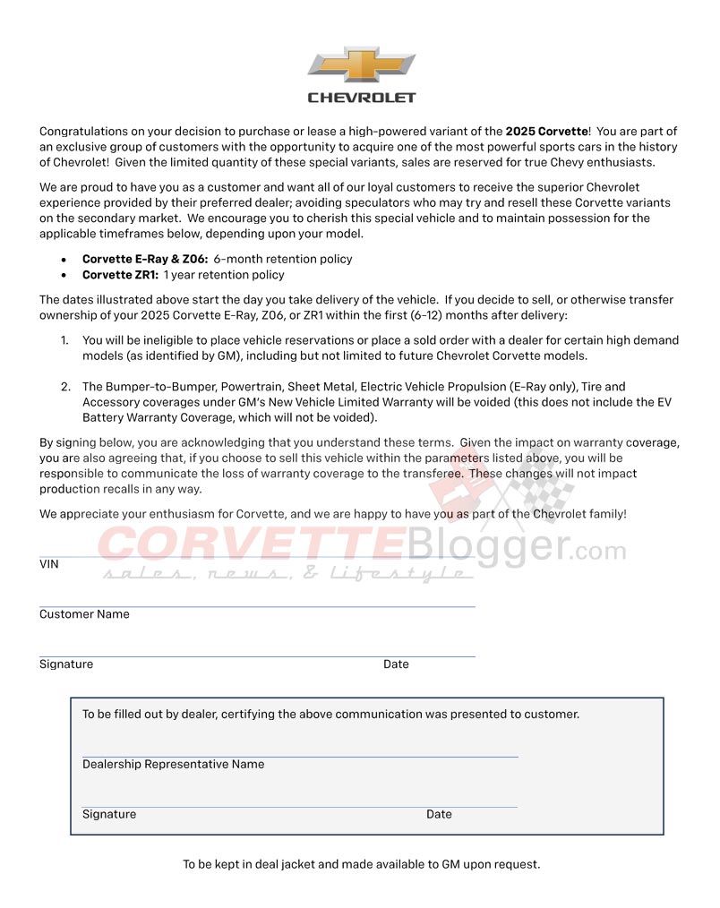 ZR1 Retention Letter