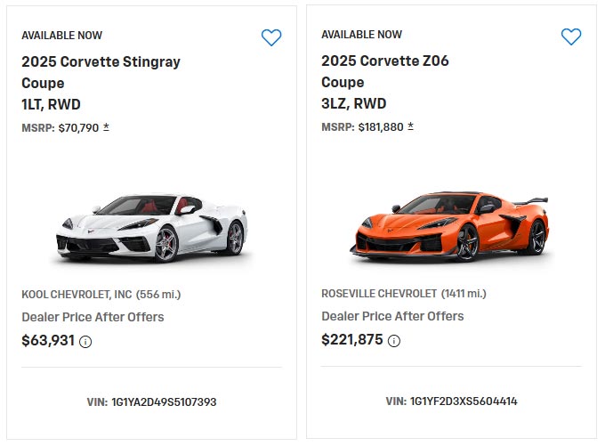 Lowest and Highest Priced Corvettes in the USA