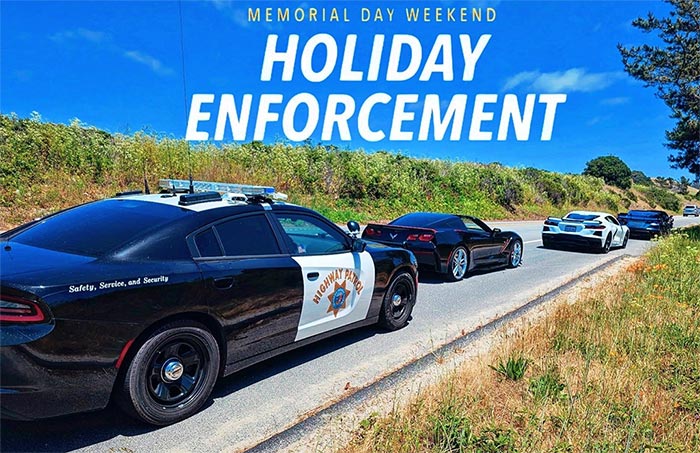 California Highway Patrol Officer Stops Five Corvettes for Speeding Over Memorial Day Weekend