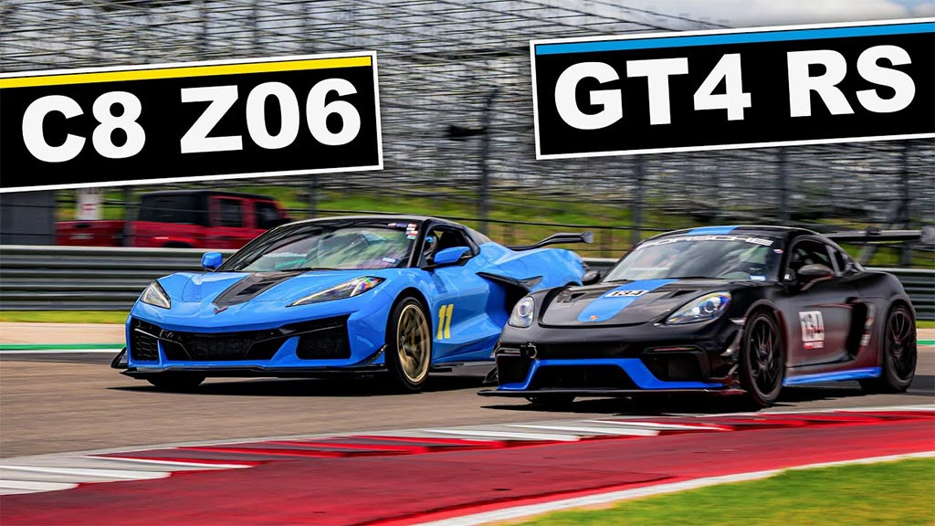 [VIDEO] C8 Corvette Z06 vs Porsche GT4 RS: American Power Meets German Engineering at COTA