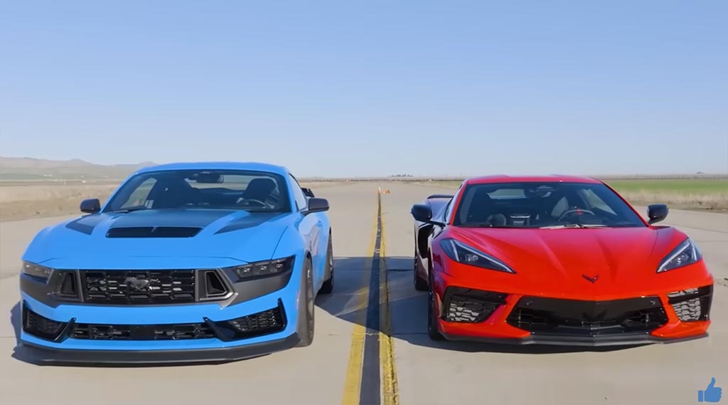 [VIDEO] C8 Corvette Stingray Meets the Mustang Dark Horse on U-Drags