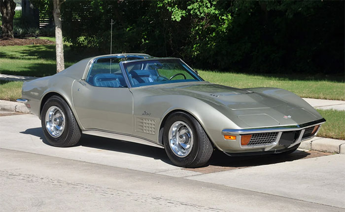 Corvettes for Sale: 1972 Corvette in Rare Pewter with a Blue Interior on BaT