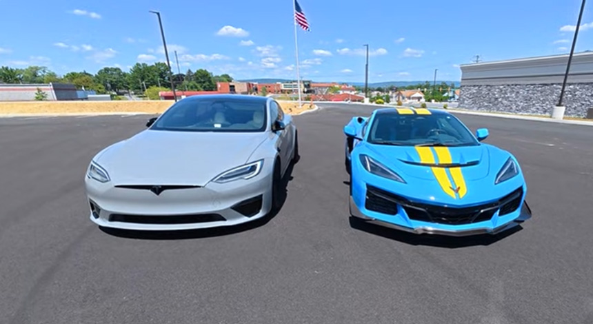 [VIDEO] Corvette ZR1 Settles the Debate with Roll Races Against a Tesla Plaid