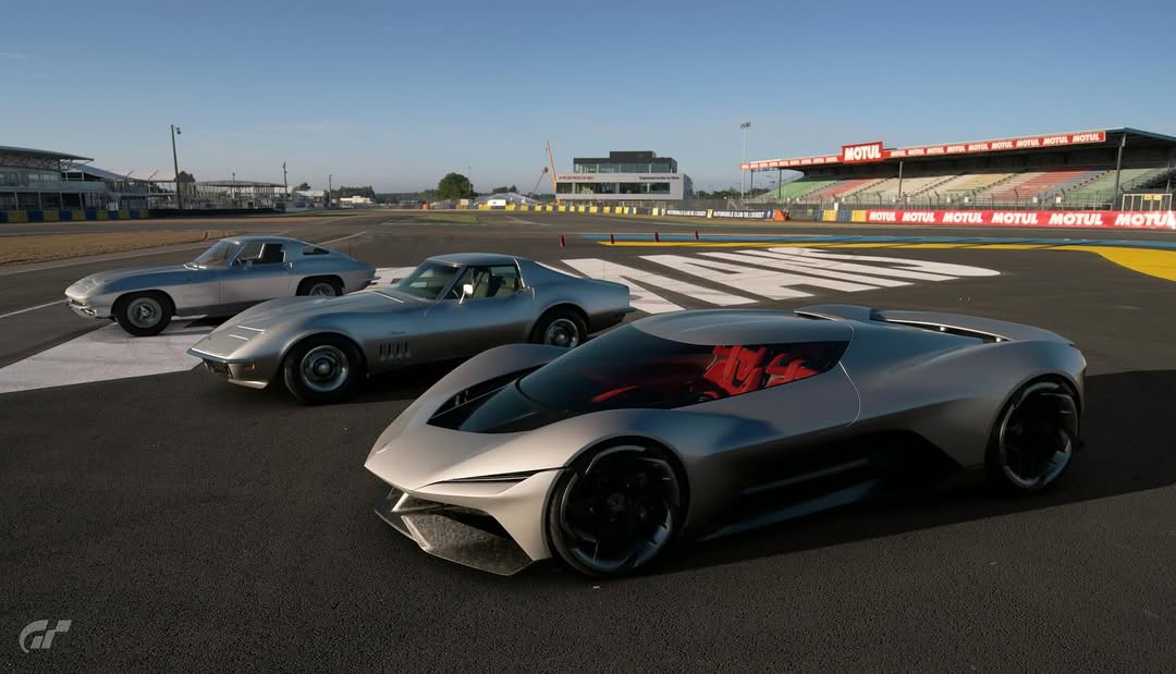 Corvette CX Concept with Other Classic Corvettes from Gran Turismo