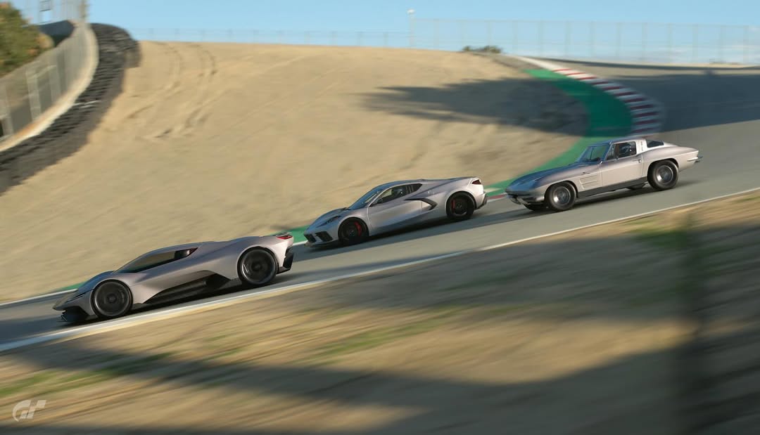 Corvette CX Concept with Other Classic Corvettes from Gran Turismo