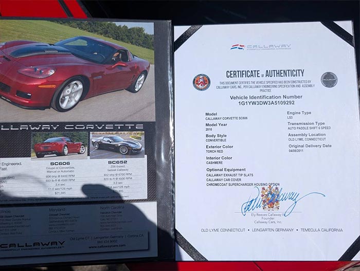 Corvettes for Sale: Grandpa's 2010 Callaway SC606 Grand Sport Convertible Offered in Colorado