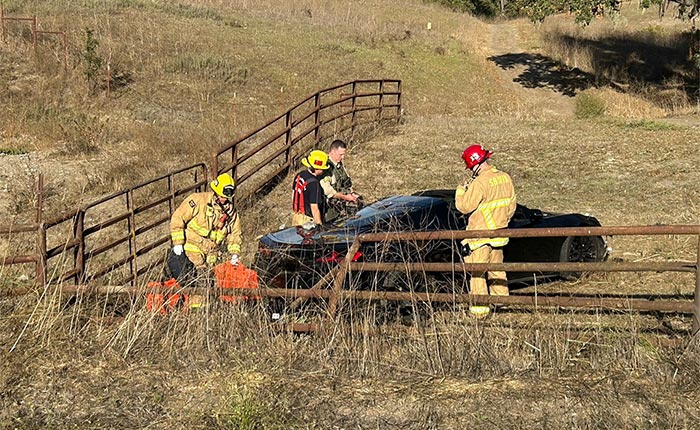 C8 Corvette Driver Airlifted After Crashing into a Field