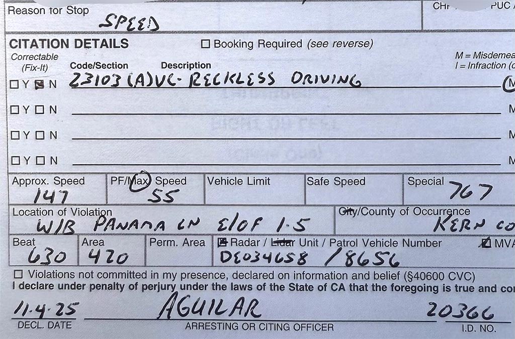This C7 Corvette Driver was Arrested for Going 147 MPH in Bakersfield