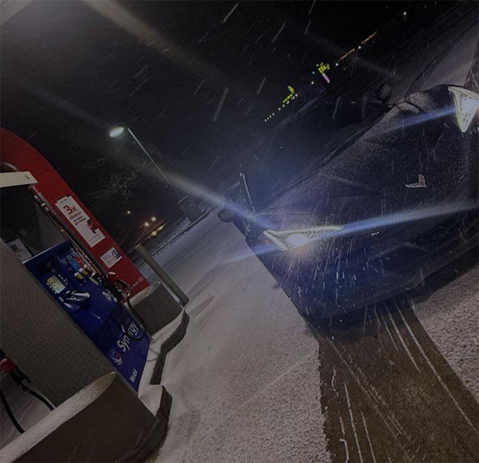 Corvette E-Ray in the Snow