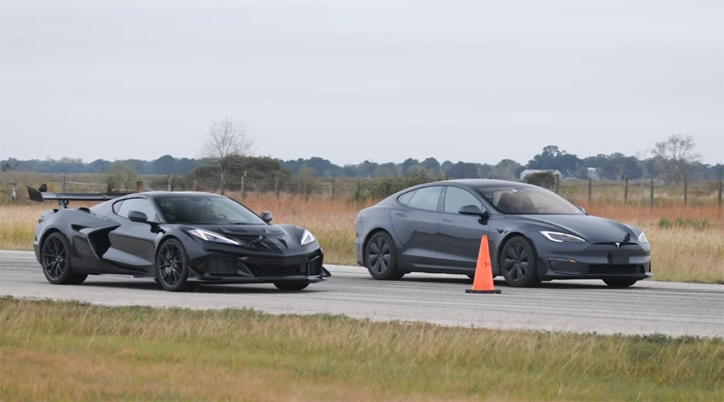 Hennessey Drag and Roll Races a ZR1 ZTK and a Tesla Model S Plaid