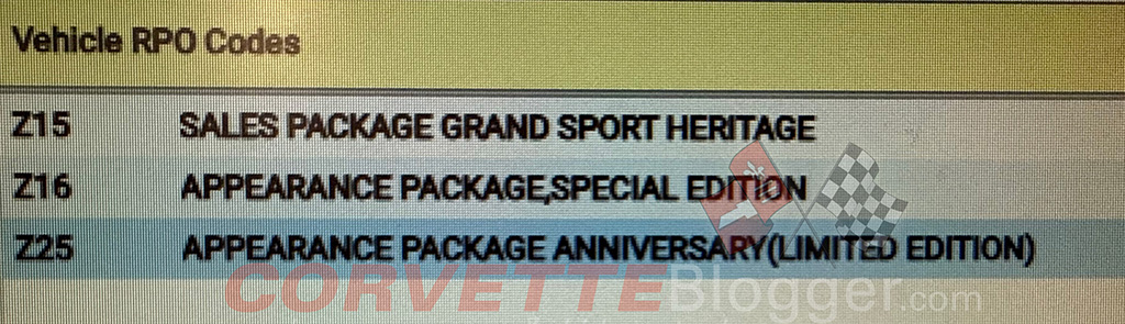 Another GM Parts Book Leak Confirms Grand Sport Specific RPO Codes
