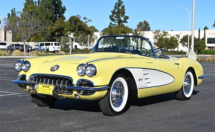 Corvettes for Sale: Panama Yellow 1958 Corvette Powered by a 283/290 Fuelie on BaT