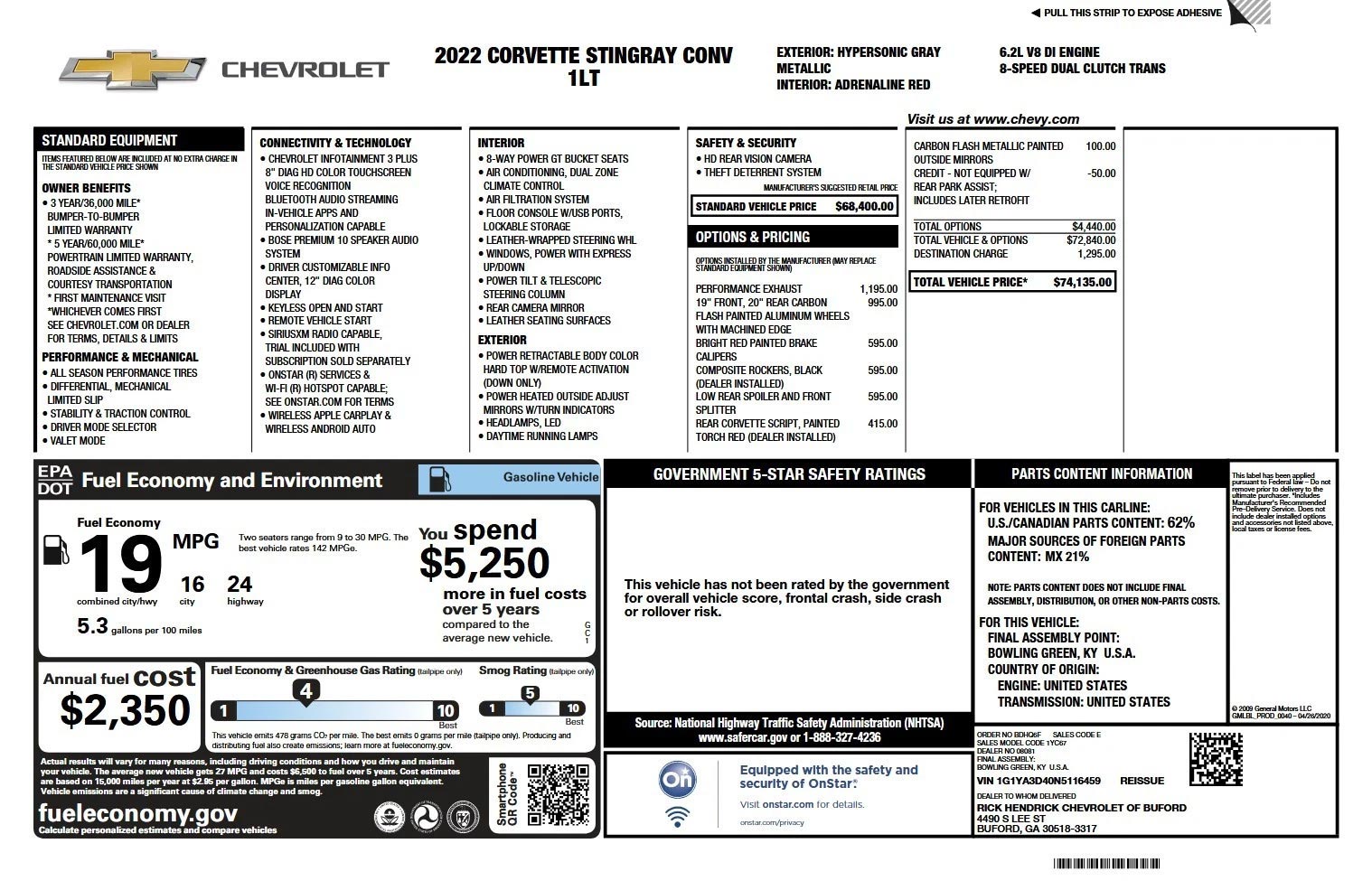 Corvettes for Sale: Cheapest C8 Corvette HTC in the Country is Offered for $52,999