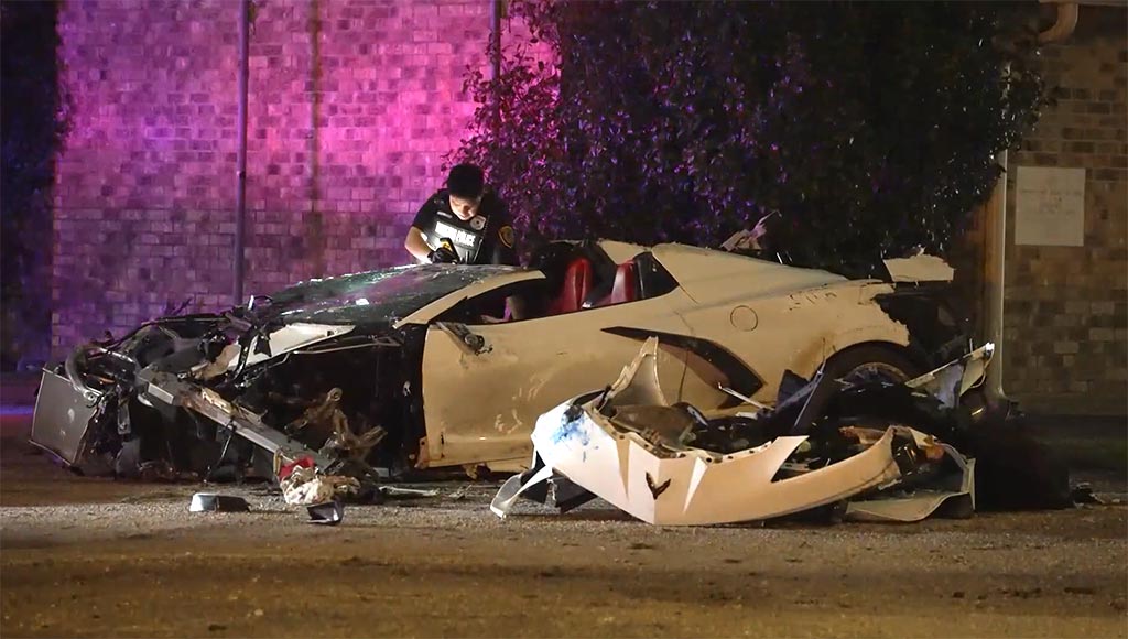 [ACCIDENT] C8 Corvette Driver Flips and Hits a Building While Evading Houston Police
