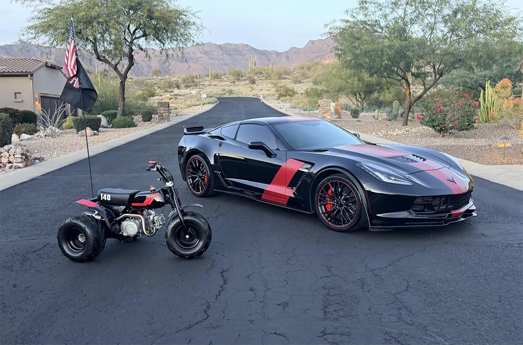 Corvettes for Sale: This C7 Corvette Z06 is on Bring a Trailer with a...1983 Honda Three-Wheeler?