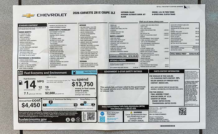 Dealer Offering a 2026 Corvette ZR1X on Bring a Trailer with Factory Warranty Intact