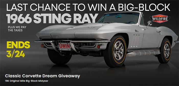DERNIER JOUR ! Dernière chance de participer pour gagner ce gros bloc Corvette Sting Ray 66