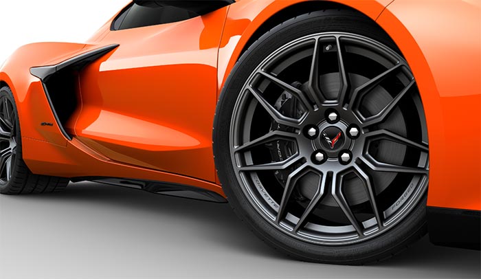 Satin Graphite Spider-design wheels for the Z06