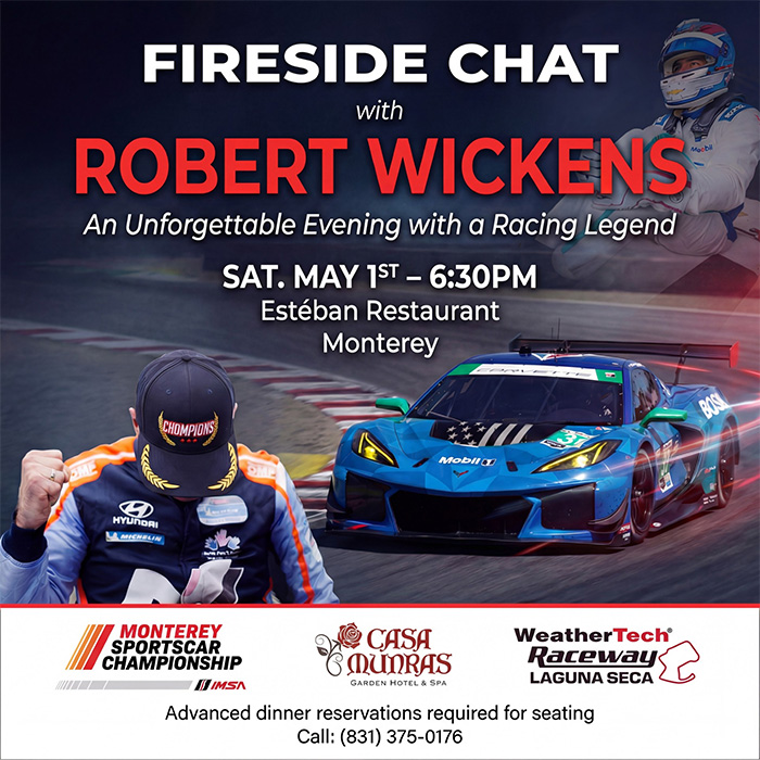 DXTD Racing's Robert Wickens to Host a Fireside Chat Dinner on May 1st in Monterey