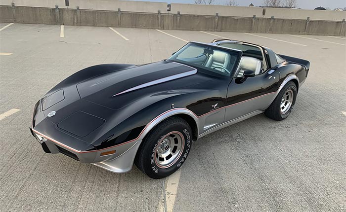 Corvettes for Sale: 3600-Mile 1978 Corvette Indy 500 Pace Car on BaT with NO RESERVE