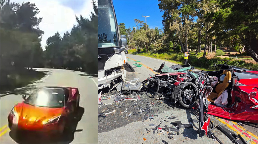 [ACCIDENT] POV Video of a C8 Crashing into a California Tour Bus Head On is Released