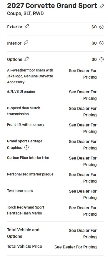 Chevy Opens Configurator Only for the 2027 Corvette Grand Sport, but it's Lacking This Important Feature