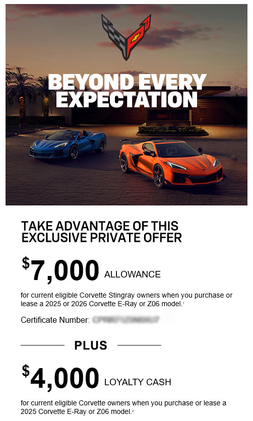 Chevrolet Introduces New Private Offer for $7,000 Towards a New 2025-2026 E-Rays and Z06s