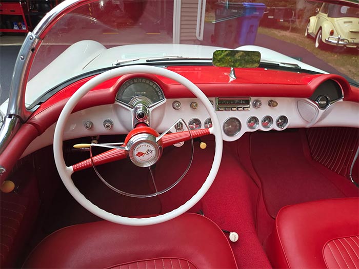 Polo White 1954 Corvette Roadster with Period Correct Blue Flame Engine Offered on Hemmings