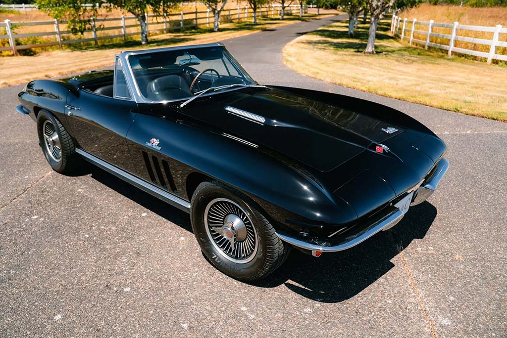 Corvettes for Sale: Triple Black 1966 Corvette Powered by a 454 V8 on Bring a Trailer