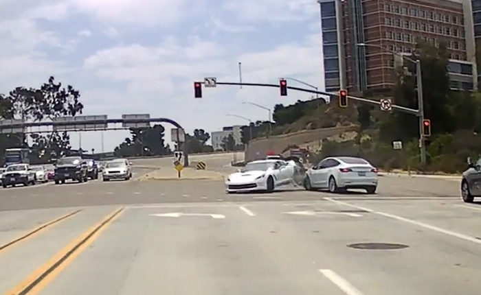[ACCIDENT] C7 Corvette Broadsided by a Red Light Running Tesla Model 3
