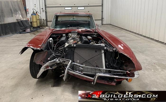 Corvettes for Sale: Crashed Ko-Motion Replica 1967 Corvette Now Offered on eBay with a Salvage Title