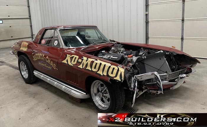 Corvettes for Sale: Crashed Ko-Motion Replica 1967 Corvette Now Offered on eBay with a Salvage Title