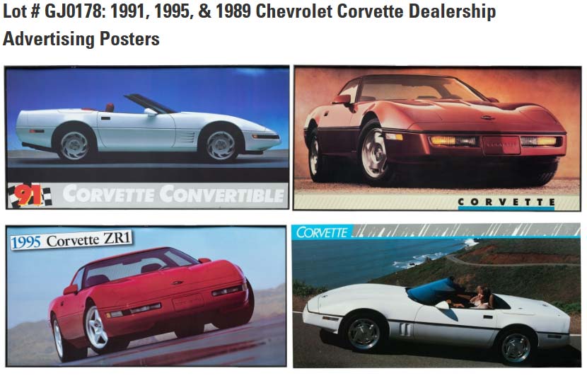Lot # GJ0178: 1991, 1995, & 1989 Chevrolet Corvette Dealership Advertising Posters