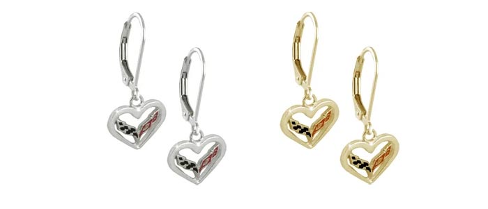 C7 Corvette Emblem Heart Earrings