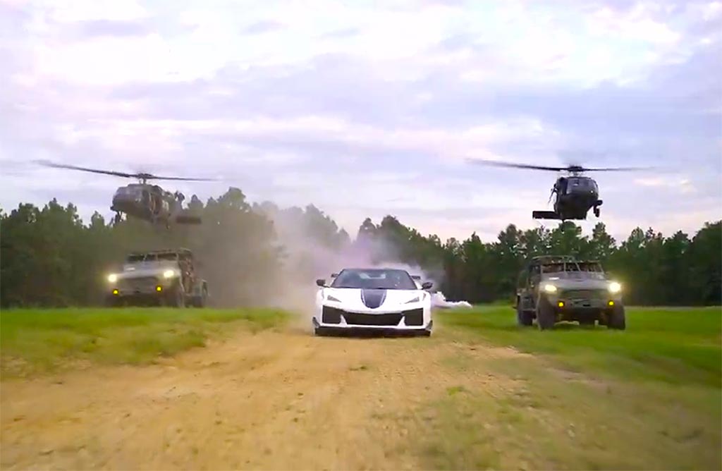 [VIDEO] Corvette Grand Sport Pace Car Escorted by Nation's Military to the Freedom 250 Grand Prix