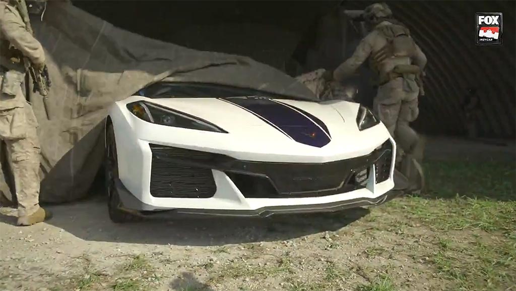 [VIDEO] Corvette Grand Sport Pace Car Escorted by Nation's Military to the Freedom 250 Grand Prix